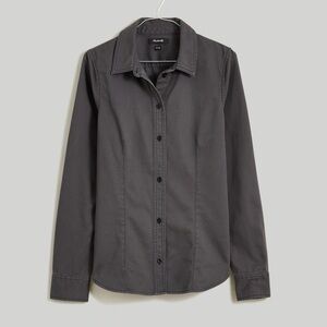 NWT Madewell Darted Button-Up Shirt in (Re)generative Chino, Gray, Size 4